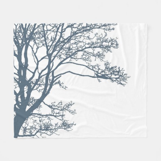 ブルー シングル ツリー ボーホ フリースブランケット (正面(横))