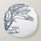 ブルー シングル ツリー ボーホ ラウンドクッション (正面)