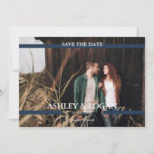 ブルー シンプル モダン ウェディング セーブ ザ デート セーブザデート (正面)