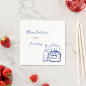 ブルー シンプル 手描き 30歳の誕生日 スタンダードカクテルナプキン (インサイチュ)