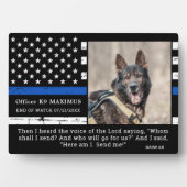 ブルー・シン・ライン警官 K9 警察犬追悼記念 フォトプラーク (正面)