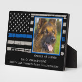 ブルー・シン・ライン警官 K9 警察犬 フォトプラーク (側面)