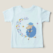 ブルー・シープにハロー 子供Tシャツ (デザイン正面)