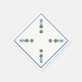 ブルー・ジンジャー・ジャーのある庭の装飾品 スタンダードカクテルナプキン