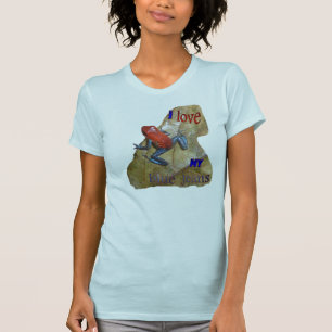 ブルー・ジーンズのカエルレディースApp。 Tシャツ
