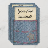 ブルー・ジーンズの小型のパーティの招待状 招待状 (正面/裏面)