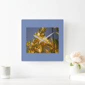 ブルー・スカイズ・フローラル スクエア壁時計 (ホーム)