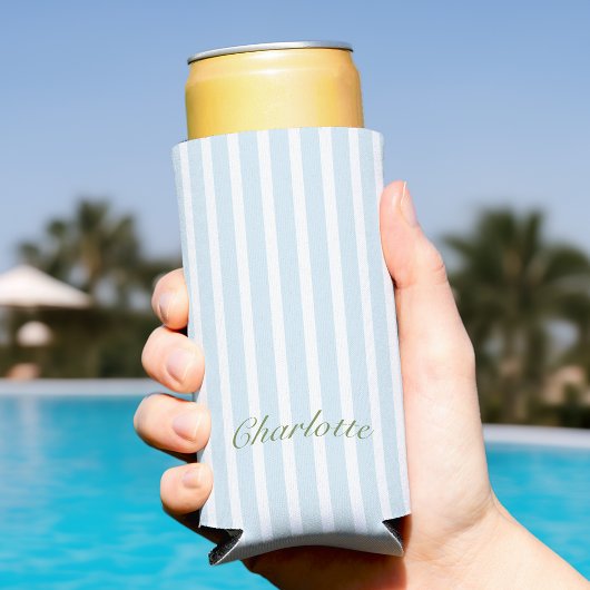 ブルー ストライプの独身最後のパーティー スリム缶クーラー