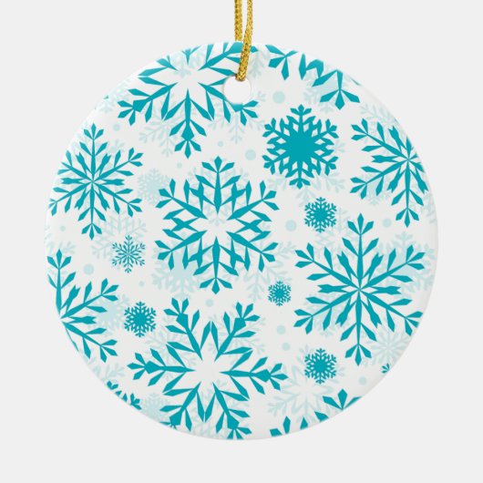 ブルー スノーフレーク 陶器 クリスマス オーナメント (正面)