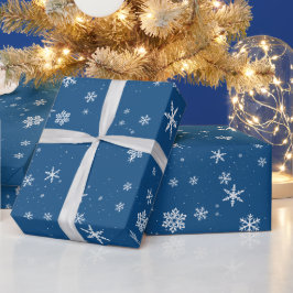 ブルー スノーフレーク 雪 冬 クリスマス ホリデー ラッピングペーパー