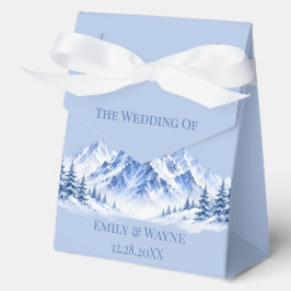 ブルー スノー ウォーターカラー マウンテン ウェディング フェイバーボックス