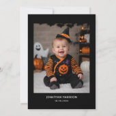 ブルー・スパイキー・ハロウィン1歳の誕生日おめでとうボーイ 招待状 (裏面)