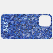 ブルー・スパンコール・モノグラム  Case-Mate iPhoneケース (裏面 (横))