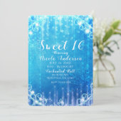 ブルー スパークリング フローズン アイス スウィート16 バースデーパーティー 招待状 (スタンド正面)