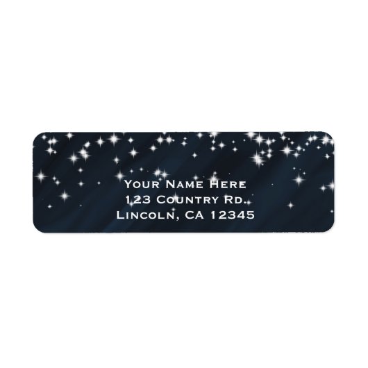 ブルー&スパークルスターズエレガントグラマー招待状 ラベル (正面)
