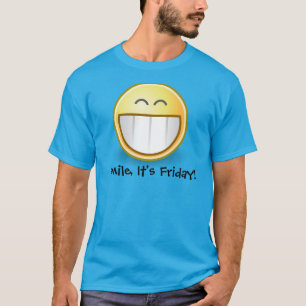 ブルー"スマイル、今日は金曜日だね フェイス メンズTシャツ Tシャツ