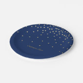 ブルー&スモールゴールドフォイル紙吹雪ドットパーティープレート ペーパープレート (アングル)