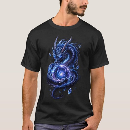 ブルー セレスティアル ドラゴン Tシャツ | 日本の幻想 (正面)