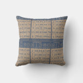 ブルー/タンアンティークヴィンテージビンゴカード クッション (裏面)