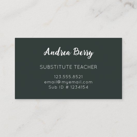 ブルー&タンジェリンオレンジ代替先生 名刺 (裏面)