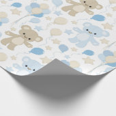 ブルー&タンテディベア&バルーンの色合い ラッピングペーパー (角)