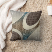 ブルー&タン抽象芸術スネークスキン&クロック クッション (ブランケット)