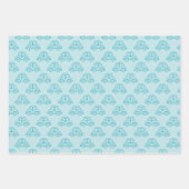 ブルー&タン水色男の赤ちゃん車電車ベア ラッピングペーパーシート (正面)