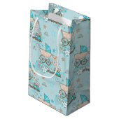 ブルー&タン男の赤ちゃんPRAMベアトレイン スモールペーパーバッグ (裏面アングル)