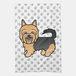 ブルー&タン オーストラリアン・テリア かわいいキャラクター 犬 キッチンタオル