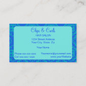 ブルー&ターコイズアクアアラベスクモロッコグラフィック 名刺 (裏面)