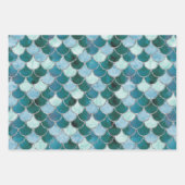 ブルー、ターコイズ、シルバーのマーメイドはかりで測 ラッピングペーパーシート (正面2)