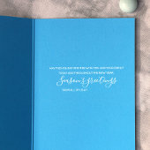 ブルー，ターコイズ，ピンクワードアートホリデーカード 招待状