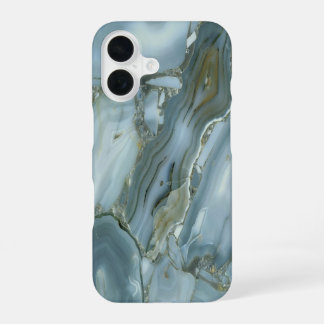 ブルー ターコイズ マーブル デザイン iPhone 16ケース
