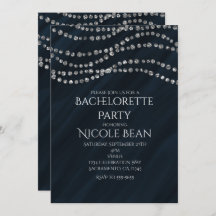 ブルー&ダイアモンドグラマーきらきら光るパーティの招待状