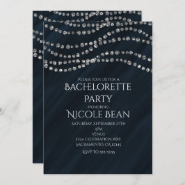 ブルー&ダイアモンドグラマーきらきら光るパーティの招待状 招待状