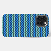 ブルー・チェック柄ジグザグ iPhoneケース (裏面横)