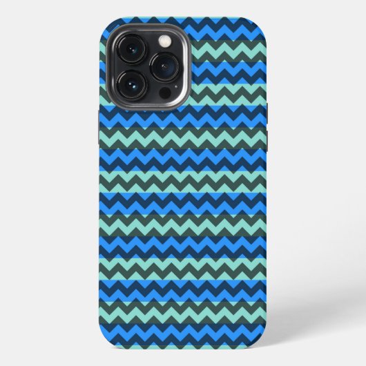 ブルー・チェック柄ジグザグ iPhoneケース (裏面)