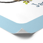 ブルー + チェブロン オウル オーダーメイド ぬりえベビーアート ポスター (角)