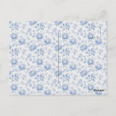 ブルー チャイナ風 ティーパーティー ブライダルシャワー トワール ポストカード (裏面)