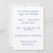 ブルー チワワ 誕生日 招待状 (裏面)