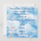 ブルー ツイン  ベイビー シャワーのお知らせ 招待状 (裏面)