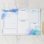 ブルー ティール ウォーターカラー スタインズ デイリー プランナー 大 ペーパーパッド (インサイチュ)