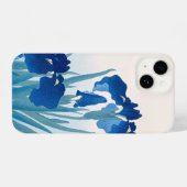 ブルー&ティール（緑がかった色）アイリス iPhoneケース (裏面横)