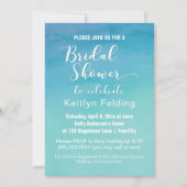 ブルー&ティール(緑がかった色)ウォグラデーションーターカラーブライダルシャワーb 招待状 (正面)