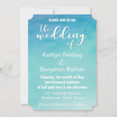 ブルー&ティール(緑がかった色)ウォーグラデーションターカラー結婚式招待状1b 招待状 (正面)