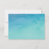 ブルー&ティール（緑がかった色）グラデーションウォータカラーモダンウェディング 出欠カード (裏面)