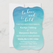 ブルー&ティール（緑がかった色）グラデーションウォーターカラー結婚式招待状2b 招待状 (正面)