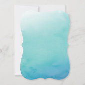 ブルー&ティール（緑がかった色）グラデーションウォーターカラー結婚式招待状2b 招待状 (裏面)