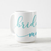 ブルー&ティール(緑がかった色)グラデーション水彩花嫁ギフト2 コーヒーマグカップ (正面左)