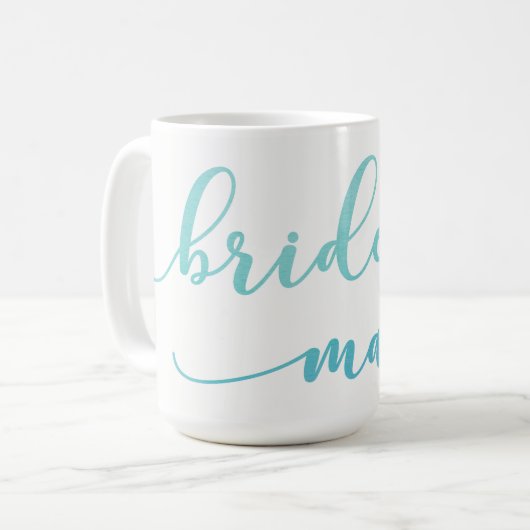 ブルー&ティール(緑がかった色)グラデーション水彩花嫁ギフト2 コーヒーマグカップ (正面左)